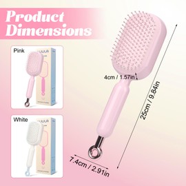 Self Cleaning Hair Brush, Retractable Hair Brush, Massage Comb With Retractable Bristles,Ergonomic Handle Hair Comb,One-pull Clean Anti Static Brushs, Hairs Styling Tools for All Hairs Types (Pink)