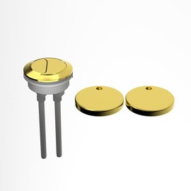 WinZo Toilet Round Dual Flush Button with Toilet Seat Bolts Caps Replacement Kits,Glossy Gold