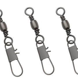 megrez sport 50pcs Brass Barrel Swivels with Interlock Snap Connector for Saltwater Freshwater Strength: 15-26LB (10#-15LB-50PCS)