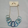 Devan aqua blue gold metal chain necklace and earing set