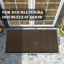 Yimobra Front Door Mats, Heavy Duty Water Absorbent Mud Resistant Easy Clean Entry Outdoor Indoor Rugs,Non Slip Backing, Exterior Mats for Outside Patio Porch Farmhouse, 47 x 24, Brown