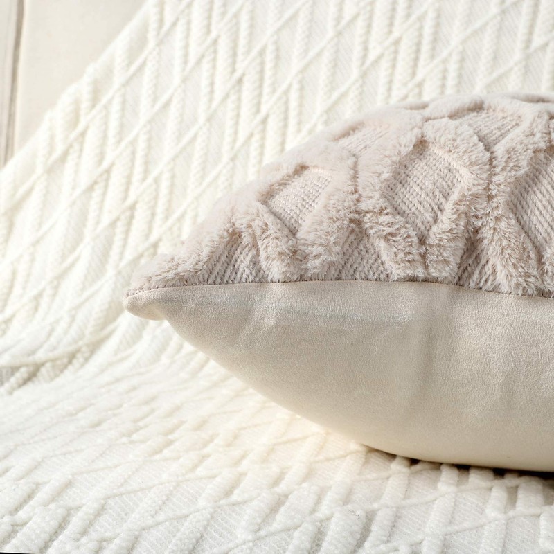 Haundry Pack of 2 Soft Plush Short Wool Velvet Decorative