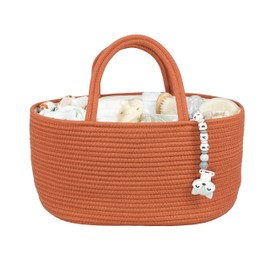 XUANGUO - Organizador grande para pañales de bebé para niñas y niños, cesta de almacenamiento de guardería, bolsa portátil para cambiador, coche, viajes, baby shower, regalos, registro de artículos imprescindibles rústicos