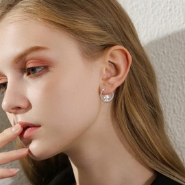 Fox/Pig/Mushroom/Cat Earrings Sterling Silver Cute Hoop Earrings Animal Jewelry Gifts for Women Daughter, Sterling Silver