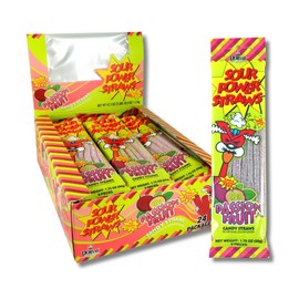Sour Power Candy Straws, Passion Fruit, 1.75 oz (Pack of 24)