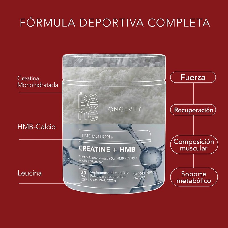 Creatina + HMB Suplemento Alimenticio 300g - Creatina Monohidratada 5g,