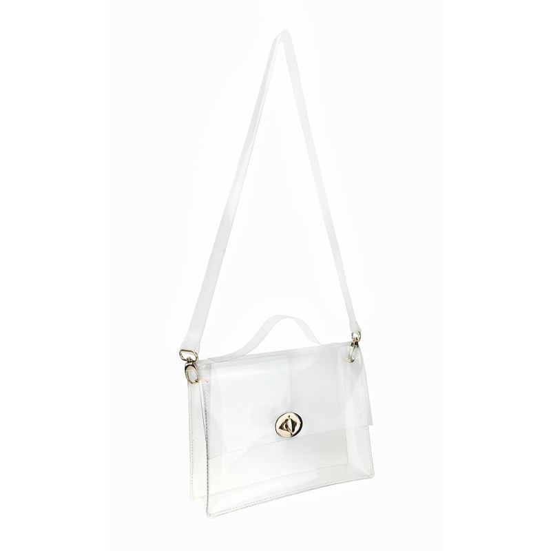 Hoxis Clear PVC Diagonal Bag, Women's, Plastic Bag, Handbag, Large