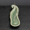 9“ Long Celadon Bamboo Root Shaped Incense Stick Holder, with