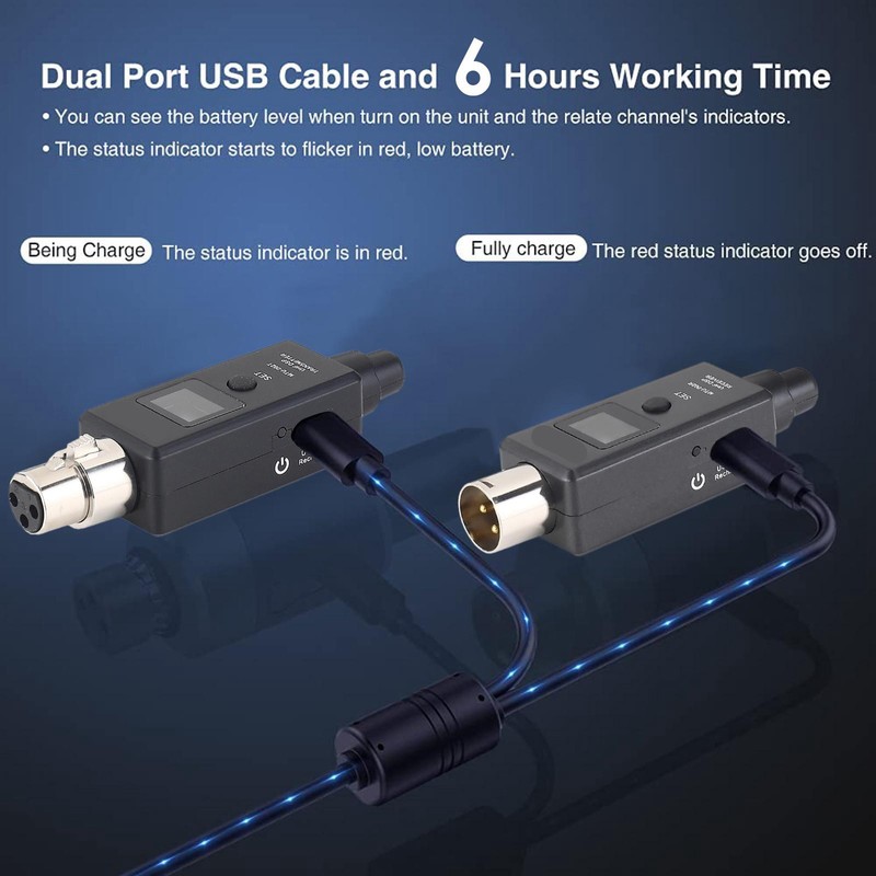 Wireless Microphone System Transmitter Receiver for Dynamic Microphone Audio Mixer