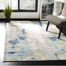 SAFAVIEH Jasper Collection JSP101A Modern Abstract Non-Shedding Living Room Bedroom Accent Rug, 2' x 4', Grey / Gold