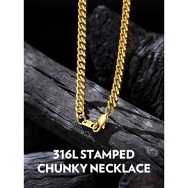 Bandmax Mens Gold Chain Necklaces 6MM 14K Gold Plated Diamond Cut Franco Cuban Link Chains 26 Inch Solid Metal Chain Necklace Biker Rapper Rocker Chain Jewelry