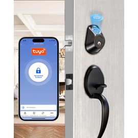 SEPOX® 5 in 1 Keyless Smart Lock with Handle Set, Fingerprint Entry Door Locks with APP Control & Bluetooth Digital Deadbolt Lock, 18 Months Battery Included, Emergency Power & Key Available