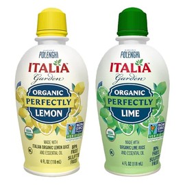 Italia Garden Organic Lemon & Lime Juice Variety Pack - 4oz Each (Pack of 2) - 100% Organic Juices - Perfect for Cooking, Drinks, Marinades & More - Pure Citrus Flavors with Convenient Squeeze Bottles