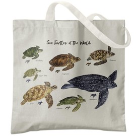 Veqzc Sea Turtle Canvas Tote Bag For Women, World Turtle Decoration Reusable Grocery Bags