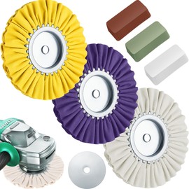 Amylove 8 Inch Airway Buffing Wheels 7 Pcs Aluminum Wheel Polishing Kit in Diameter 5/8 Inch Arbor Hole, Polishing Compound and Metal Polish Kit for Angle Grinder(Stylish Color)