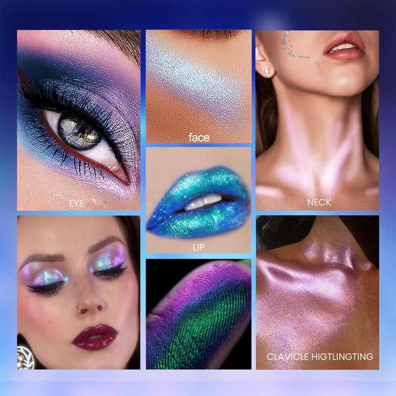 Prreal Chameleon Eyeshadow Glitter, Glitter Shimmer Eyeshadow, Multichrome Glitter Highlighter