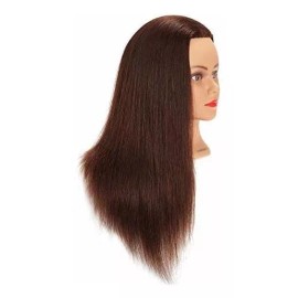 Hairginkgo Maniqui Cabeza Cabello Natural Marrón 55 Cm Hairginkgo