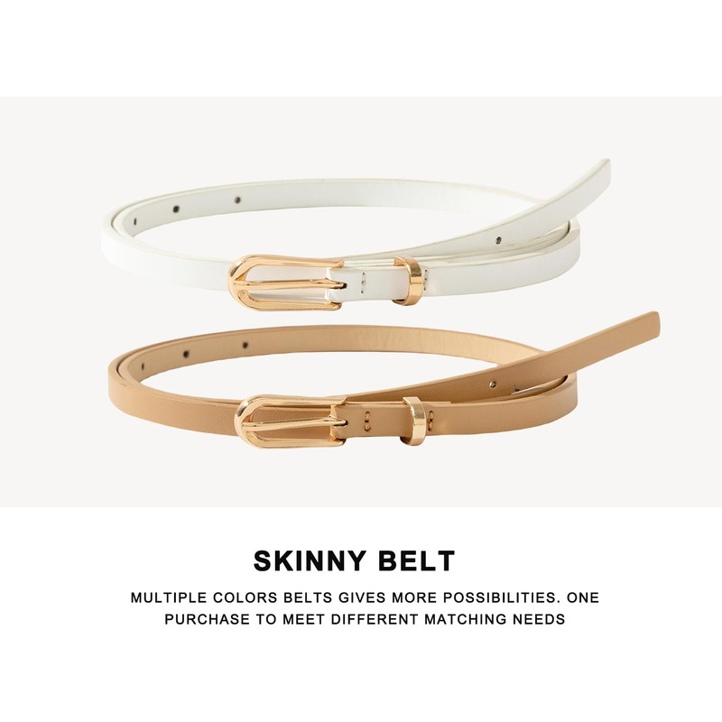 HOTWILL 4 Pack Thin Belts for Women Skinny Leather Belts