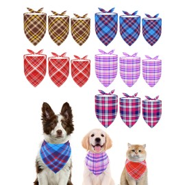 PET SHOW 15 Pack Plaid Dog Bandanas Bulk Large Medium Small 3 Mixed Classic Dogs Head Scarves Puppy Triangle Bibs Kerchief Set Cats Pets Girl Boy Christmas Holiday Grooming Accessories