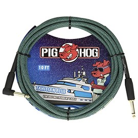 Pig Hog "Tahitian Blue Instrument Cable, 10ft Right Angle