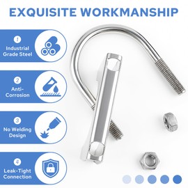 RP Remarkable Power, 1.5 inch U Bolt Exhaust Clamp, Muffler Heavy Duty Clamp