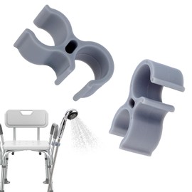2pcs Shower Head Holder for Shower Chair, Bath Seat Shower Bracket Attachment Universal Hand Shower Hose Clip for Bath Stool Tub Transfer Bench Shower Aids Accessories for Elderly Disabled Users