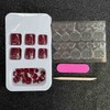 Carufin Pack of 24 Square Flowers False Nails Glitter Shiny