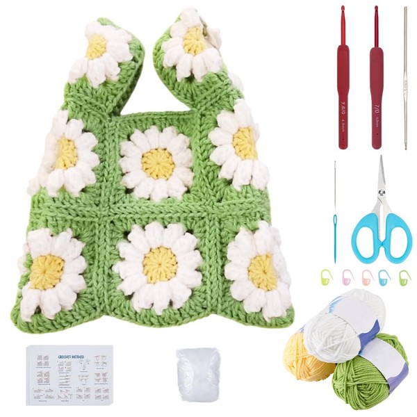 FREEBLOSS Crochet Kit for Beginners Crochet Daisy Bag Starter Kit