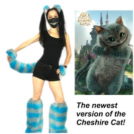 Bianna Cheshire Cat Costume Combo, Hot Pink and Purple Set, Faux Fur Accessories (Blue Gray Whole Set Adult S/M)