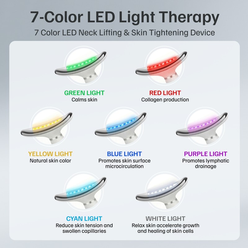 Facial & Neck Massager – 7-Color LED Heated Vibration Face