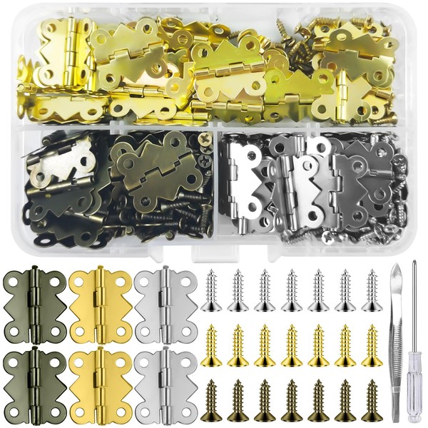 Bohoray Pack of 90 Small Folding Hinges Butterfly Shape Mini