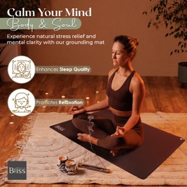 Grounding Mat - Travel-Friendly Durable Grounding Pad w/Adjustable Carrying Case Cotton Tote Bag - Grounding Mat for Bed = Better Sleep & Calm Mind - Earthing - Health and Wellness Gifts for All