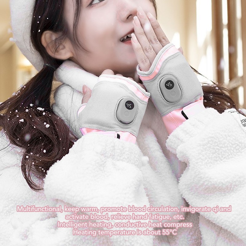 2 Pcs Heated Glove Multifunctional Self Heating Half Finger USB