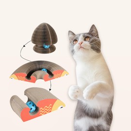 HYuMCCyhT Kitty Curls Cat Toy, Cat Kurlz, Interactive Scratch Pad, Foldable Accordion Cat Toy, Recyclable Cat Scratcher with Ball (Kitty Curls-Orange)