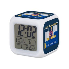 Fabulous Alarm Clock Cube Illuminated Blue - The Real Heroes - Workmaker Industry - 7.8 x 7.8 x 7.8 cm - Retro Lighting Multicoloured LED