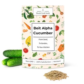 Woods Creek Seeds: Beit Alpha Cucumber Seed CMR/MMR for Planting - Over 90 Heirloom Seed Pack - Non-GMO Pickling Cucumber Seeds for Planting Indoors or Outdoors