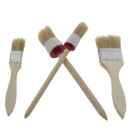 der kleine Handwerker Brush Set of 4 Round Brushes and Flat Brushes for Paints and Varnishes with Synthetic Bristles and Wooden Handle