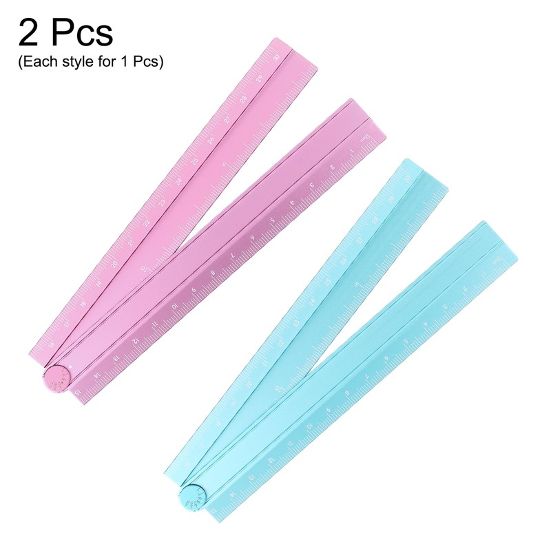 sourcing map 2pcs Folding Straight Ruler 30cm Metric Aluminum Alloy