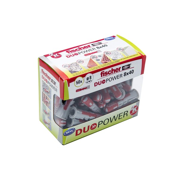 fischer - 8 x 40 DuoPower Wall Plugs for Concrete, Box of 50