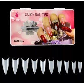 Lé Mussa Tips 500 Piezas Uñas Postizas Stilleto Estileto Manicure