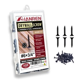 IANREN Drywall Screws 330 pcs #6 x 3/4 Inch Drywall Screws Self-Tapping Screws Black Flat Head Phillips Drywall Screws Fine Thread Bugle Head Black Phosphate Coated (Carbon Steel, 6x3/4 330 pcs)