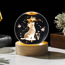 3D Cat Crystal Ball, Birthday Present, Cute, Indirect Lighting, LED Light, Healing Goods, Atmosphere, Decoration, Women, Popular, Gift, Figurine, Bedroom Light, Healing Goods, Interior, Mother, Wife