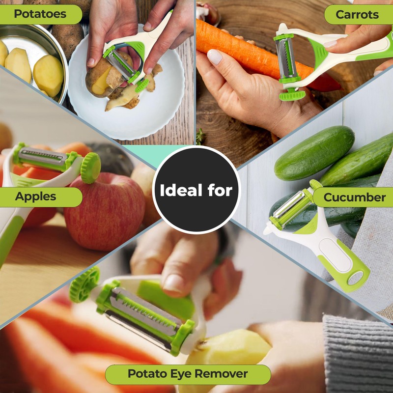 MantraRaj 3 in 1 Multi-Functional Peeler Multi Vegetable Straight Serrated