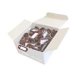 Wedo Key 262801800 Plastic Keyring label, Removable Labels (100 Pack), brown