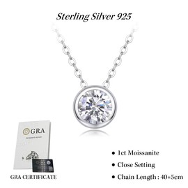 Maison Dianie Moissanite Necklace for Women 925 Sterling Silver Moissanite and Cubic Pendant for Birthday, Ceremony, Wedding, Valentine's Day, Moissanite, Sterling Silver