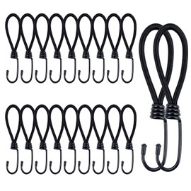 Pack of 20 Expanders with Hooks, 15 cm Robust Elastic Straps with Hooks, Fixed Strapping Camping Accessories, Tarpaulin Tensioners for Outdoor Use, Gardening, Transport