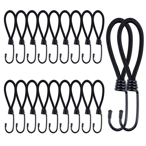 Pack of 20 Expanders with Hooks, 15 cm Robust Elastic