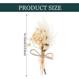 Grekywin Mini Dried Flower Bouquets, 12 Pack Natural Pampas Grass, Small Dried Embossing Florat with Stem, 5.5 Inch Small Floral Bundles for Wedding, Home Decor, Crafts