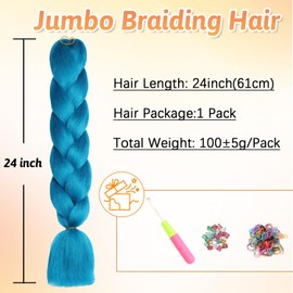 ShowJarlly Braids Extensions Ombre Jumbo Braids Synthetic Hair for Braiding 24 Inch Hair Braiding Extensions 1 Piece for Hair for Braiding Box Braid for Braiding Braids (Navy Blue#)