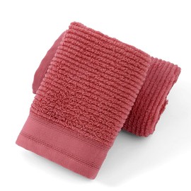 YiLUOMO Hot Pink Hand Towel Set of 2 Ribbed Striped 100% Cotton Quick Dry Super Soft Highly Absorbent Decorative Bathroom Hand Towels 13 x 29 Inch